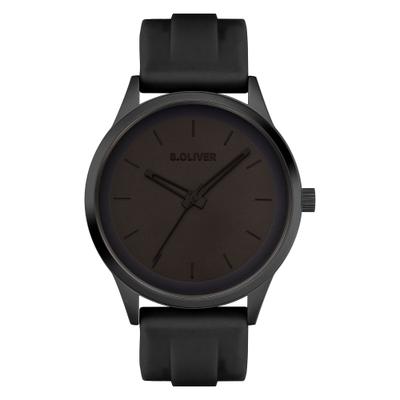 Quarzuhr S.OLIVER "Sport Silicone", schwarz (schwarz, schwarz, schwarz), Armbanduhren, Herren, schwarz, Quarzuhr, Armbanduhr, Herrenuhr, Silikonarmband, analog