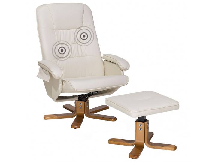 MASSAGESESSEL mit Fußhocker Kunstleder Beige Relaxpro