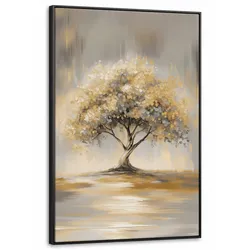 LEINWAND Bilder mit Rahmen - Gemälde - Baum - Abstrakt - Blätter - 80x120