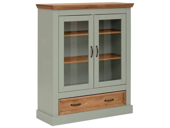 Selma - Vitrine Avec 2 Portes Et 1 Tiroir En Pin Vert