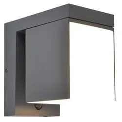 LED Solar-Hybrdid Außenwandleuchte Wandlampe Bewegungsmelder Anthrazit L 16 cm