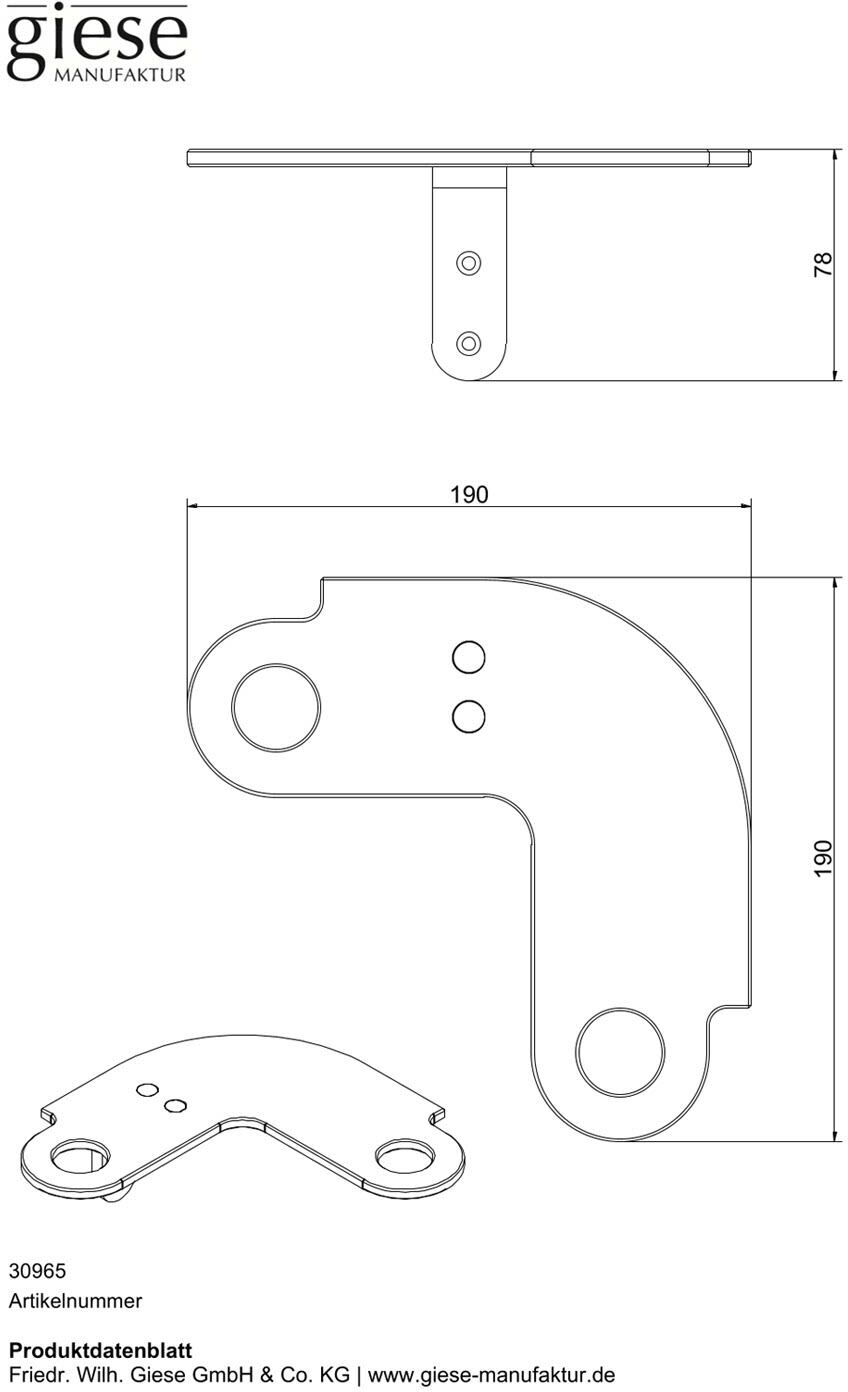 Giese Slimboard Eckmodell mit Halter für Rasierer Befestigung links