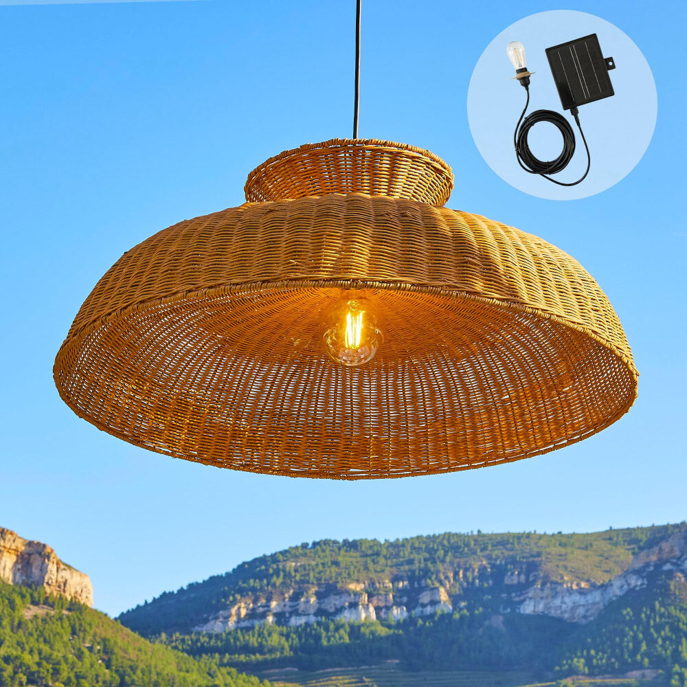 LUMISKY Suspension solaire rotin beige d80cm Beige 80x30x80cm