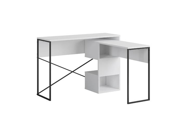 Bureau modulable en bois Badau - 110 x 102 x 77 cm - Blanc
