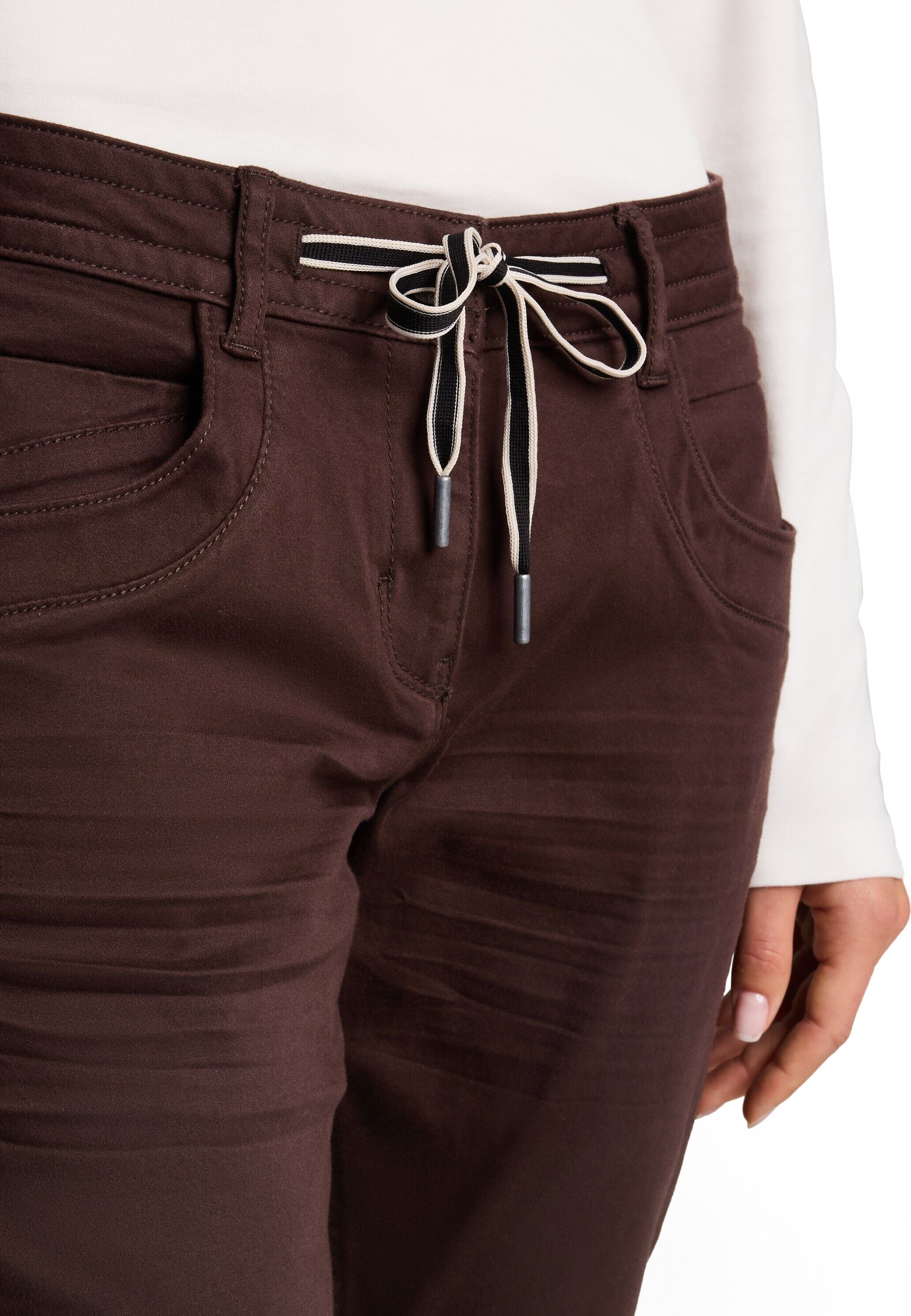 TOM TAILOR "TOM TAILOR Tapered" mit Bindeband am Bündchen java schwarz braun 46, Länge 28