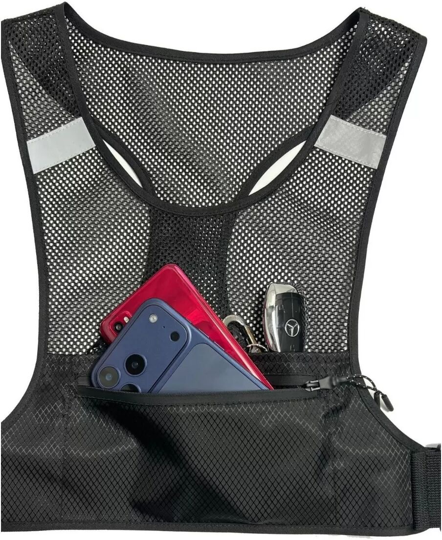 INF Reflektierende atmungsaktive Mesh-Laufweste mit Brusttasche – leichter Multifunktions-Outdoor-Pack für Laufen, Radfahren