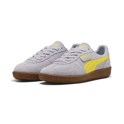 Sneaker PUMA "PALERMO", Damen, Gr. 39, Synthetik, grau (vibrant silber, gum), Leder, mehrfarbig, Schuhe Sneaker, für Alltag, aus Leder, mit Schnürverschluss