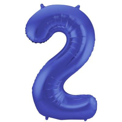 XL Folienballon Zahl 2 matt blau