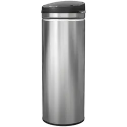 OKWISH Sensor-Mülleimer Edelstahl silber 30,5x30,5x85 cm, 50 L, berührungslos, Soft-Close-Deckel, fingerabdruckresistent