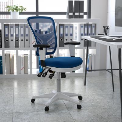 Lancaster Home Nicholas Mid-Back Blue Mesh Multifunction Executive Swivel Ergonomic Office Chair with Adjustable Arms