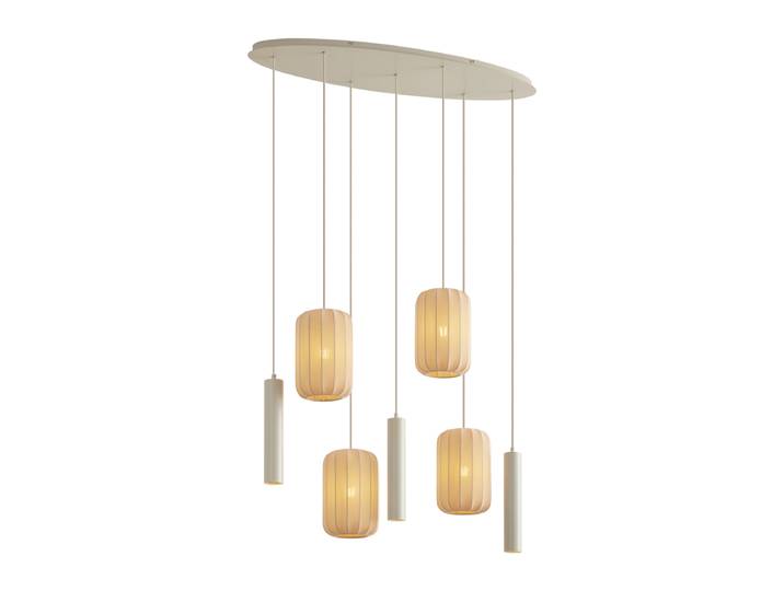 Suspension Japandi Beige 7 lumières - Pluni Tuba