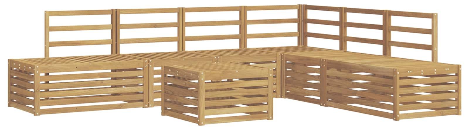 vidaXL 7 stk. Outdoor-Sofagarnitur Massives Akazienholz Weiß