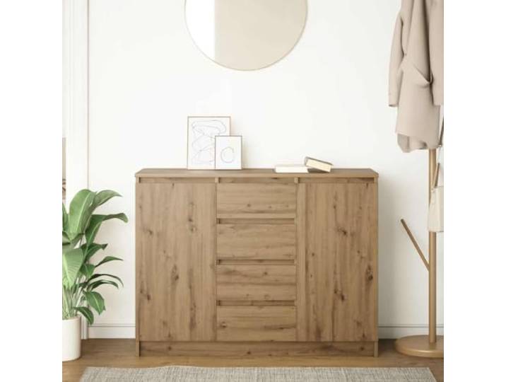 KTHLBRH Sideboard mit Schubladen Eiche Handwerk 100,5 x 35 x 76 cm Technisches Holz, 2 Türen, 4 Schubladen, 2 Einlegeböden, robuste Oberfläche, pflegeleicht
