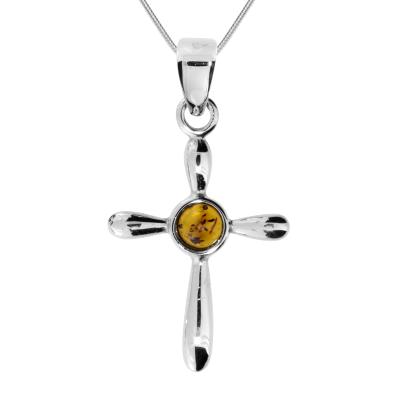 Kette mit Anhänger OSTSEE-SCHMUCK "Ostsee-Schmuck Kette mit Anhänger Kreuz 24 x 16" Gr. 50, silber, Halsketten, Damen, 50cm, Silber 925 (Sterlingsilber), L: 42