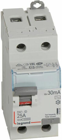 Interrupteur différentiel DX³-ID 2P 230 V 25 A type AC 30mA LEGRAND 411504