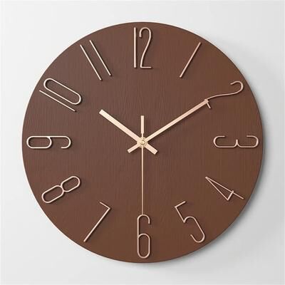 Uplift Picks 12 Inch Analog Wall Clock Battery Powered Silent Classic Design brown 12 Inch