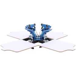 VEVOR Siebdruckmaschine 4-Farben 4-Stationen-Siebdruckpresse 540x450 mm, 360° Drehbar Präzise Positionierung Pulverbeschichteter Kohlenstoffstahl für T-Shirt-DIY, Heim- & Gewerbekunden