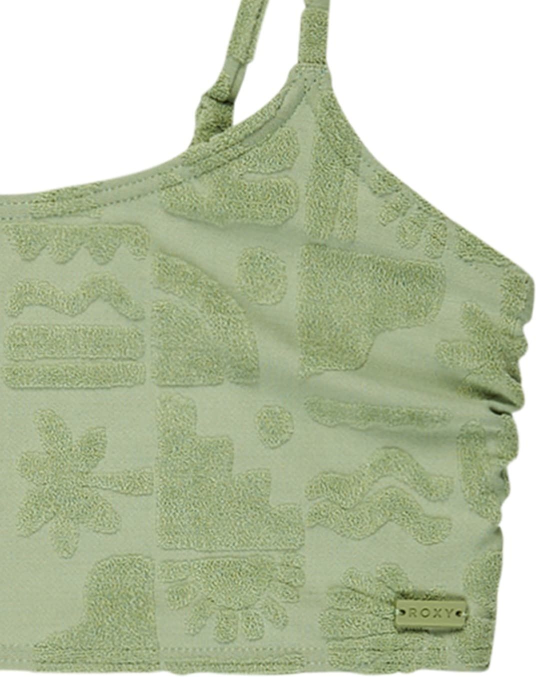 Bustier-Bikini ROXY "Beach Check", Mädchen, Gr. 14(155-164cm), grün, Recycling-Polyester, Bikini-Sets Bustier-Bikini grün 14(155-164cm)