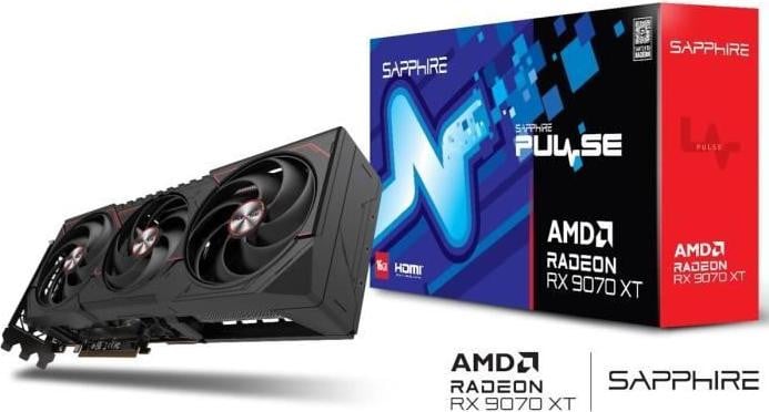 Sapphire Pulse AMD Radeon RX 9070 XT Gaming videokaart - 16 GB - Dual HDMI / Dual DP