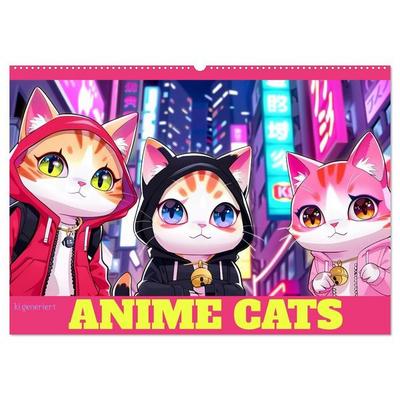 Anime Cats (Wandkalender 2027 DIN A2 quer), CALVENDO Monatskalender