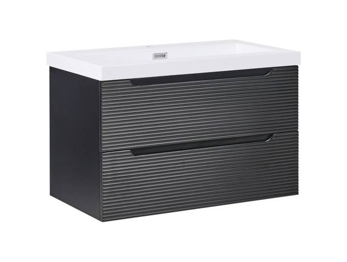 WASCHBECKENUNTERSCHRANK wandmontiertk mit Waschbecken Schwarz Makana