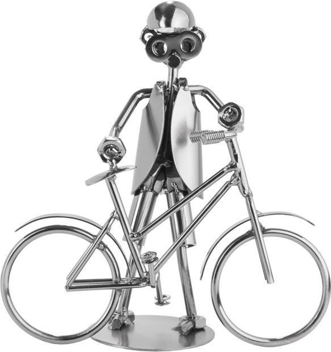 Brubaker Handgemaakt IJzeren Man op Fiets - Metalen Decoratief Figuur voor op Tafel