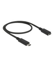 Delock KAB USB3.1 C> USB Type-C Buchse Verlängerung 0.5 m schwarz Kabel Digital/Daten Verlängerungskabel 0,5 m 3.0 Schwarz (85532)