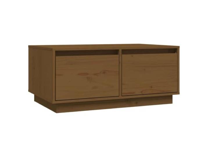 KUTYWEXFM Couchtisch Honigbraun 80x50x35 cm Massivholz Kiefer Zwei praktische Schubladen schaffen Ordnung im Wohnzimmer, betonen das rustikale Ambiente und bieten diskreten Stauraum.