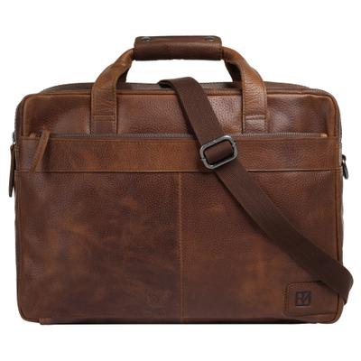 Aktentasche BODENSCHATZ "BODENSCHATZ Herren, Damen echt Leder", Gr. B/H/T: 39cm x 29cm x 10cm onesize, braun (cognac), Leder, leicht glänzend, unifarben, Taschen, echt Leder