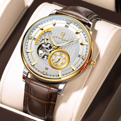 Inspired Finds POEDAGAR Men's Automatic Mechanical Watch Luxury Tourbillon Design, Waterproof & Luminous Sport Style 1416 Gold White