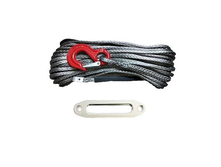 10 mm x 30 m Windenseil mit Haken und 12000 lbs Hawse-Aluminium-Seilführung(Noir)