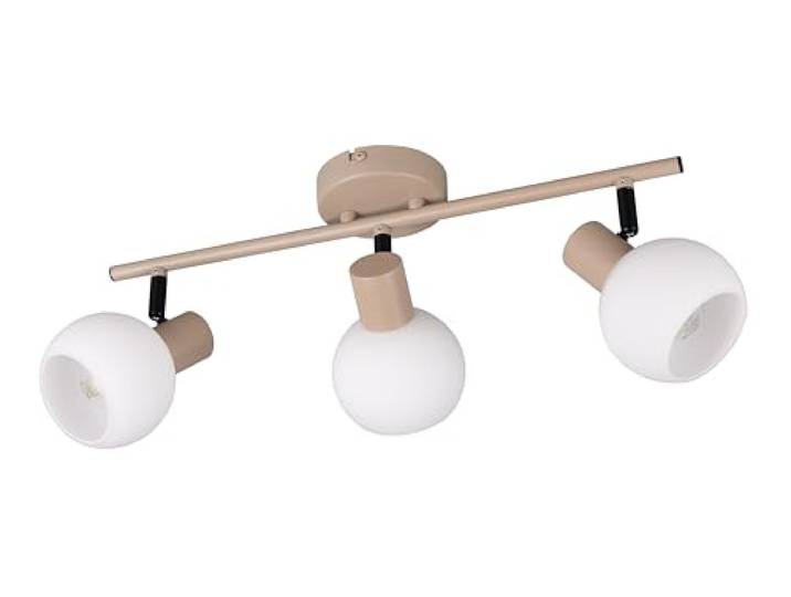 Reality Leuchten Strahler Boba R86373043, Metall Warm beige, Schirm Glas Weiß, exkl. 3x E14