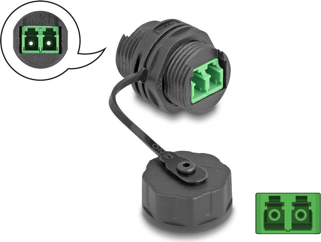 Delock Netwerkkoppelaar LC single-mode (W) naar LC single-mode (W) Glasvezel Duplex IP68 Zwart