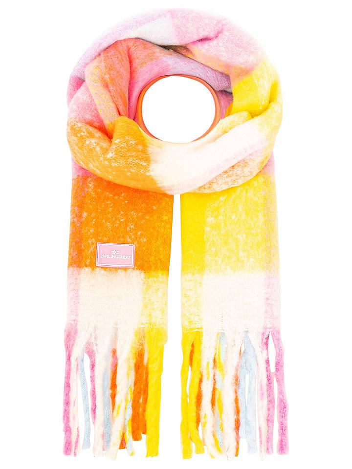 Zwillingsherz Schal "Fransen & Karo" in Bunt - (L)235 x (B)40 cm - onesize