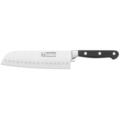 Santokumesser CS KOCH-SYSTEME "PREMIUM, 16 cm, Edelstahl rostfrei", schwarz, Klingenlänge 16cm, Edelstahl, Kunststoff, Kochmesser, mit hoher Schneidqualität