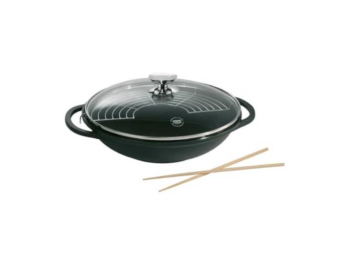 Berndes Wok Vario Click Induktion, Wokpfanne mit Deckel, allherdtauglich, robuster Aluguss, antihaft beschichtet, 32 cm, Schwarz
