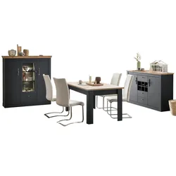 ESSZIMMER-SET 3-teilig grau, Eiche Wotan, Landhaus, Speisezimmer mit Soft-Close