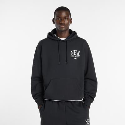 Kapuzensweatshirt NEW BALANCE, Herren, Gr. L, schwarz, Obermaterial: 60% Baumwolle, 40% Polyester, normal, angesetztes Bündchen, Sweatshirts, mit Kordelzug, aus Baumwollmischung