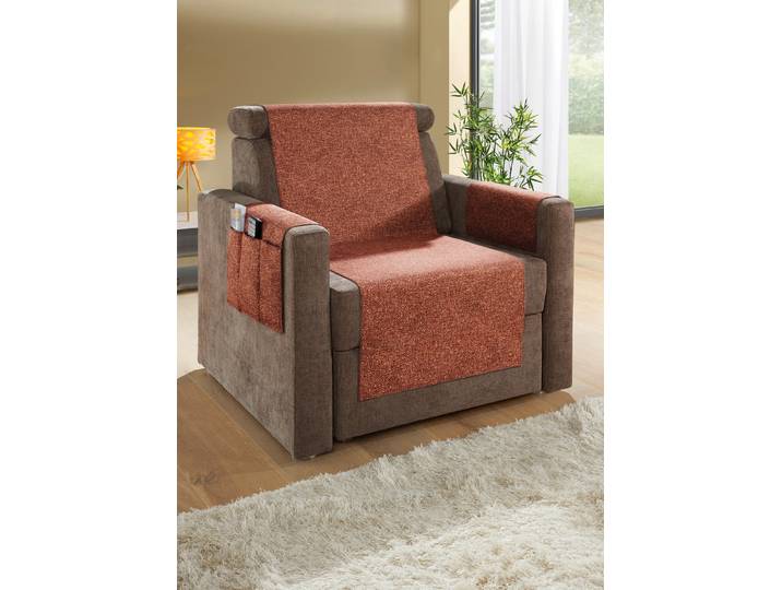 Wohnaccessoires mit gekettelten Abschlüssen in Melange-Optik, Terra, Größe 101 (Sesselschoner, 50x140 cm)