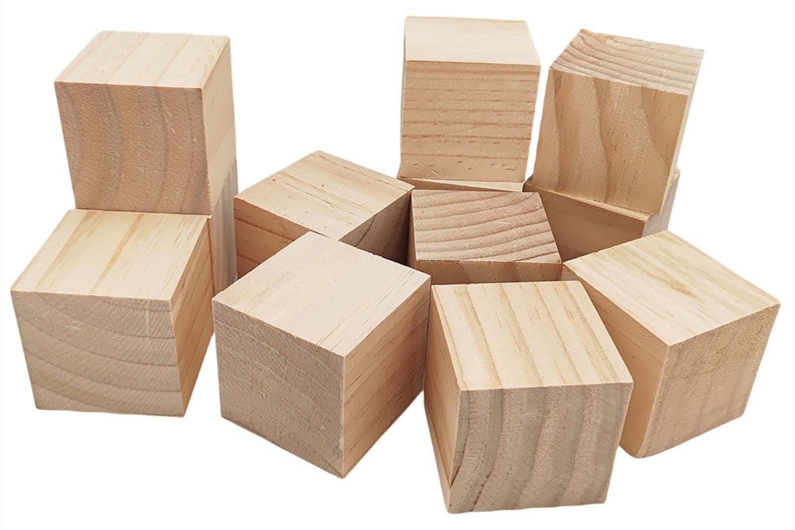Set van 12 onbewerkte houten blokken van 6 cm