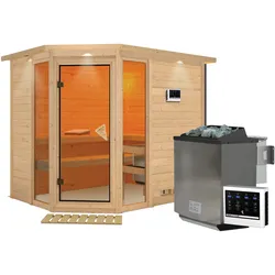 Karibu Sauna Sinai 3-9 kW Bioofen-Steuergerät-inkl. Dachkranz