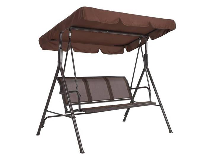 Balancelle 3 personnes patio toile Textilene imperméable auvent réglable cadre acier jardin porche pelouse