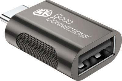 USB 3.2 Adapter Good Connections, USB-C an USB-A, Leistung 60 W, bis 5 Gbit/s, Metall, anthrazit