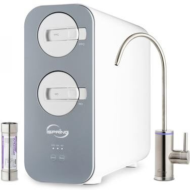 iSpring RO800G+UVF8 Tankless RO System with UV Light, Brushed Nickel Faucet