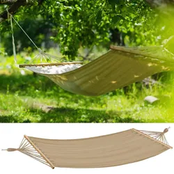 Stab Hänge Matte Holz Liege Fläche Garten Möbel Terrasse beige L 280 cm 100kg