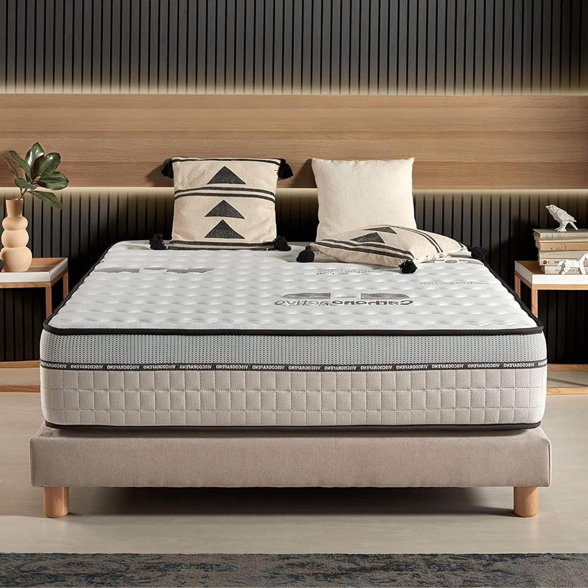 Merkloos Visco Carbon Hybrid Pocketvering Matras - Wit - 150 x 190 cm