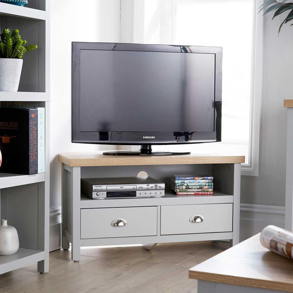 Marlow Home Co. Ashmoore 2 Drawer TV Stand for TVs up to 32" with 36mm Thick Top Grey 32"