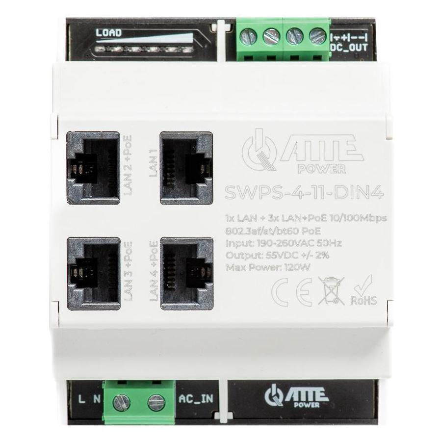 Atte Switch POE SWPS-4-11-DIN4 4-PORTOWY (4 Ports) (SWPS-4-11-DIN4)