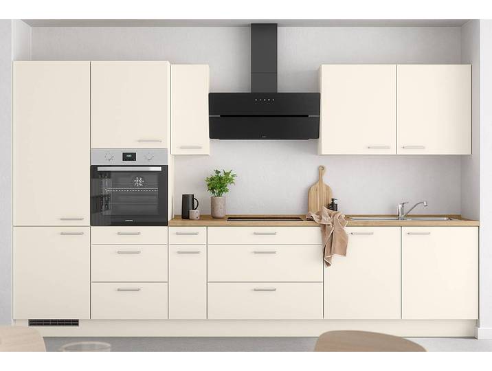 Küchenzeile High-Line Touch Variante D 360cm Ausrichtung links Beige/Magnolia/Eiche Sierra Dekor AEG