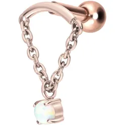 Titan Ohrpiercing mit Innengewinde BOGEN + KETTE + SYNTHETISCHER OPAL